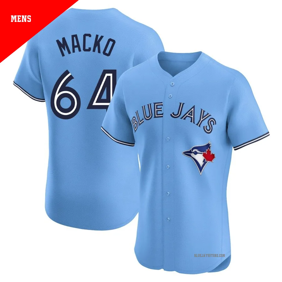 Men's Toronto Blue Jays Adam Macko ＃64 Blue Elite Powder Alternate Jersey