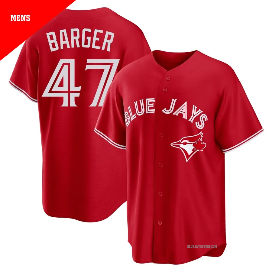 Men's Toronto Blue Jays Addison Barger ＃47 Red Replica Canada Day Jersey
