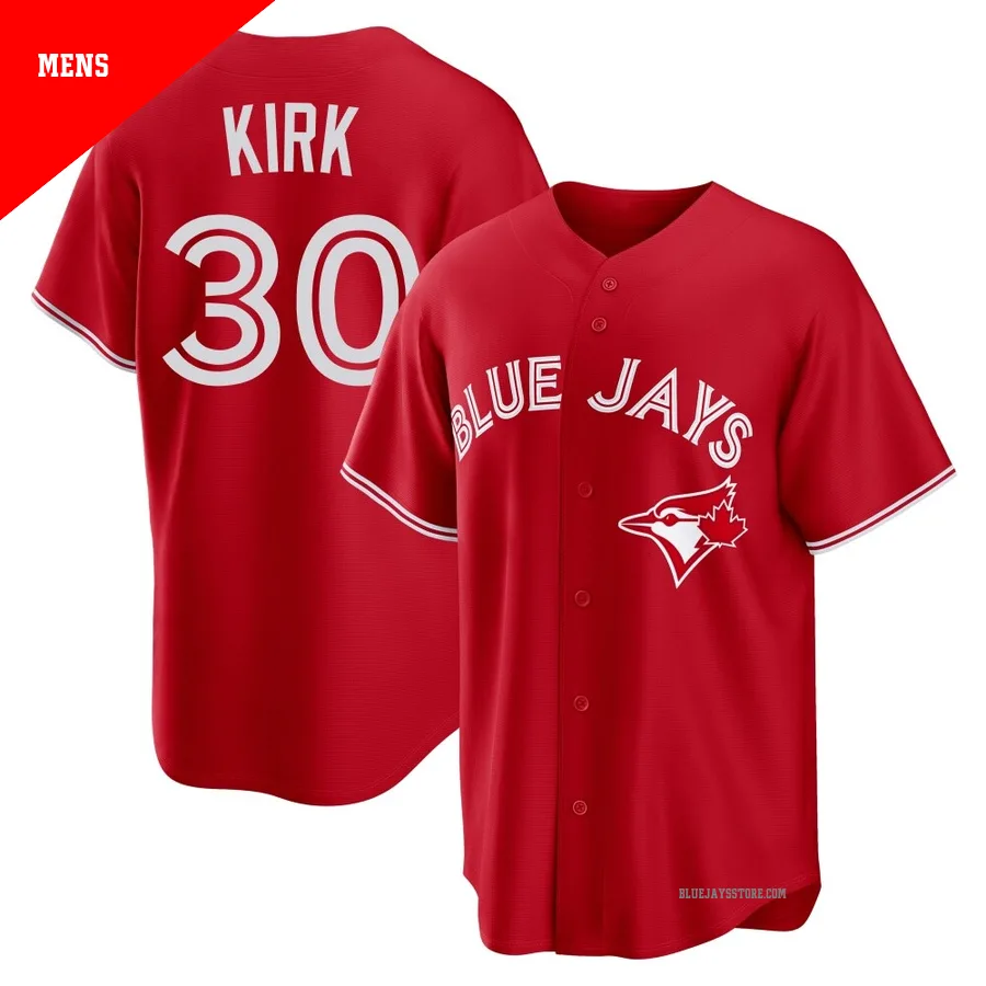 Men's Toronto Blue Jays Alejandro Kirk ＃30 Red Replica Canada Day Jersey