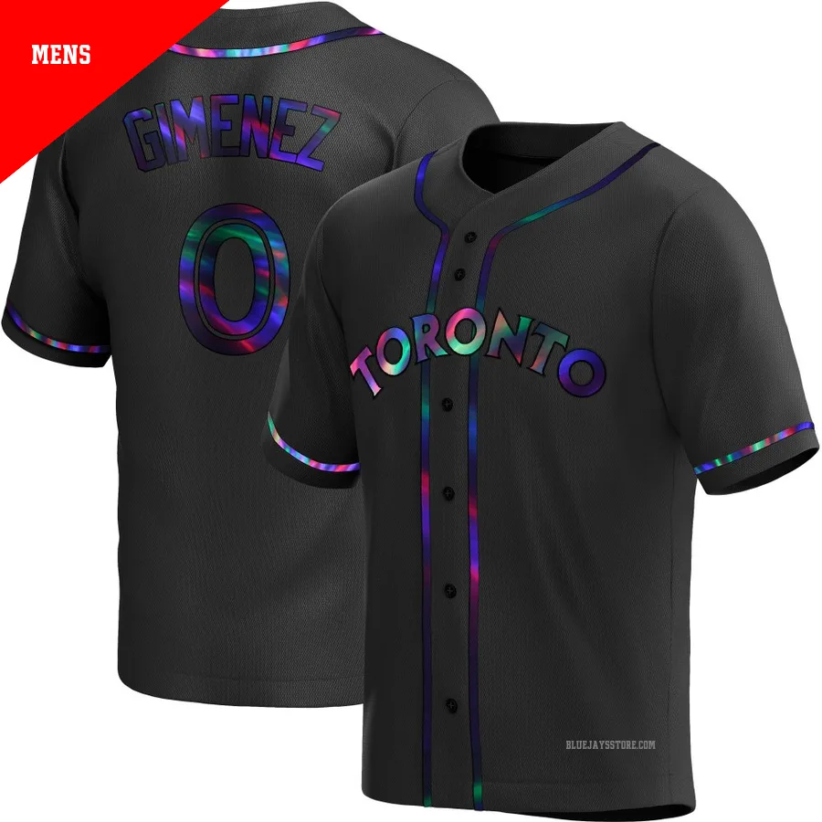 Men's Toronto Blue Jays Andres Gimenez ＃0 Black Replica Holographic Alternate Jersey