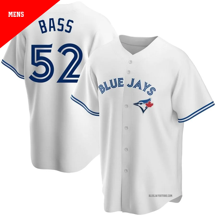 Men's Toronto Blue Jays Anthony Bass ＃52 White Replica Home Jersey