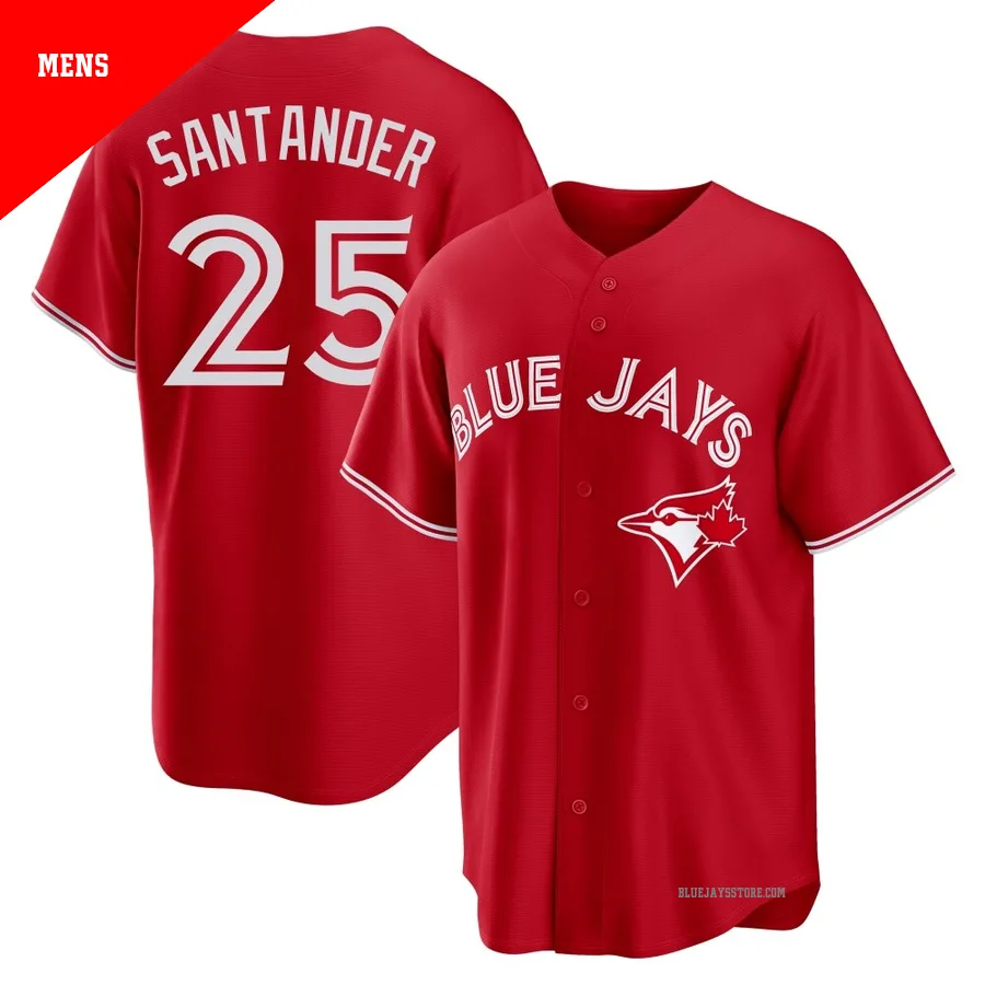 Men's Toronto Blue Jays Anthony Santander ＃25 Red Replica Canada Day Jersey