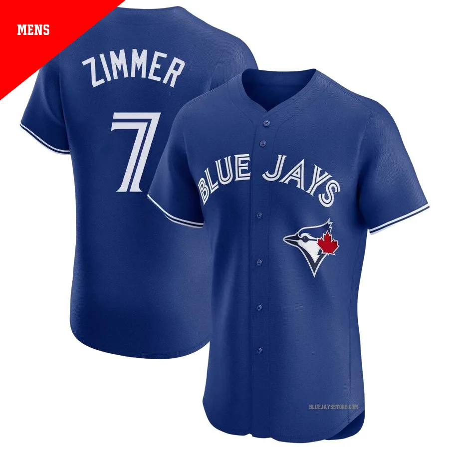 Men's Toronto Blue Jays Bradley Zimmer ＃7 Royal Elite Alternate Jersey
