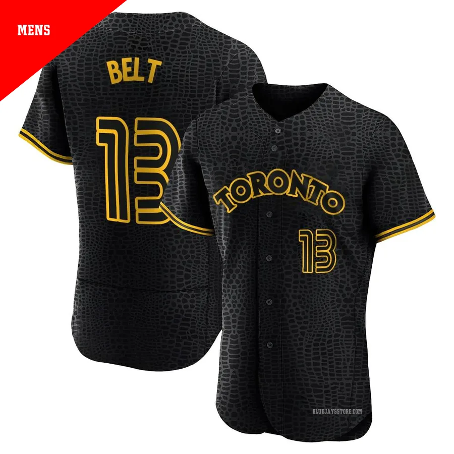 Men's Toronto Blue Jays Brandon Belt ＃13 Black Authentic Snake Skin City Jersey