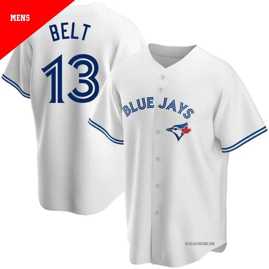 Men's Toronto Blue Jays Brandon Belt ＃13 White Replica Home Jersey