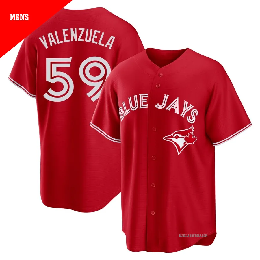 Men's Toronto Blue Jays Brandon Valenzuela ＃59 Red Replica Canada Day Jersey