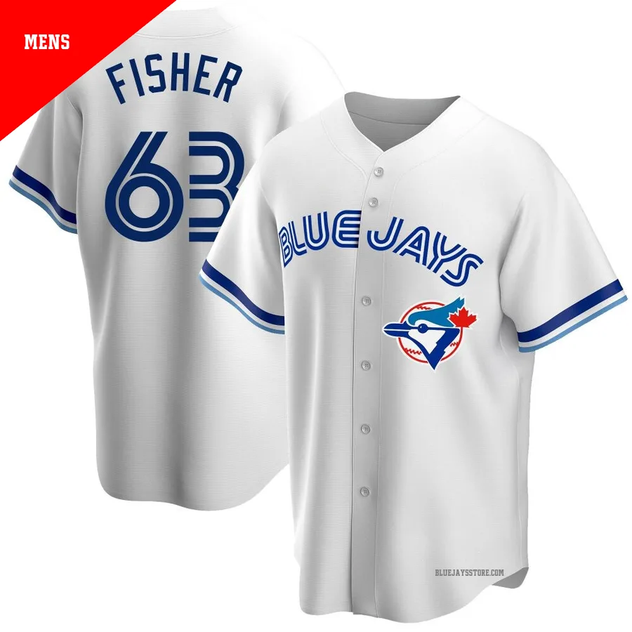 Men's Toronto Blue Jays Braydon Fisher ＃63 White Replica Home Cooperstown Collection Jersey