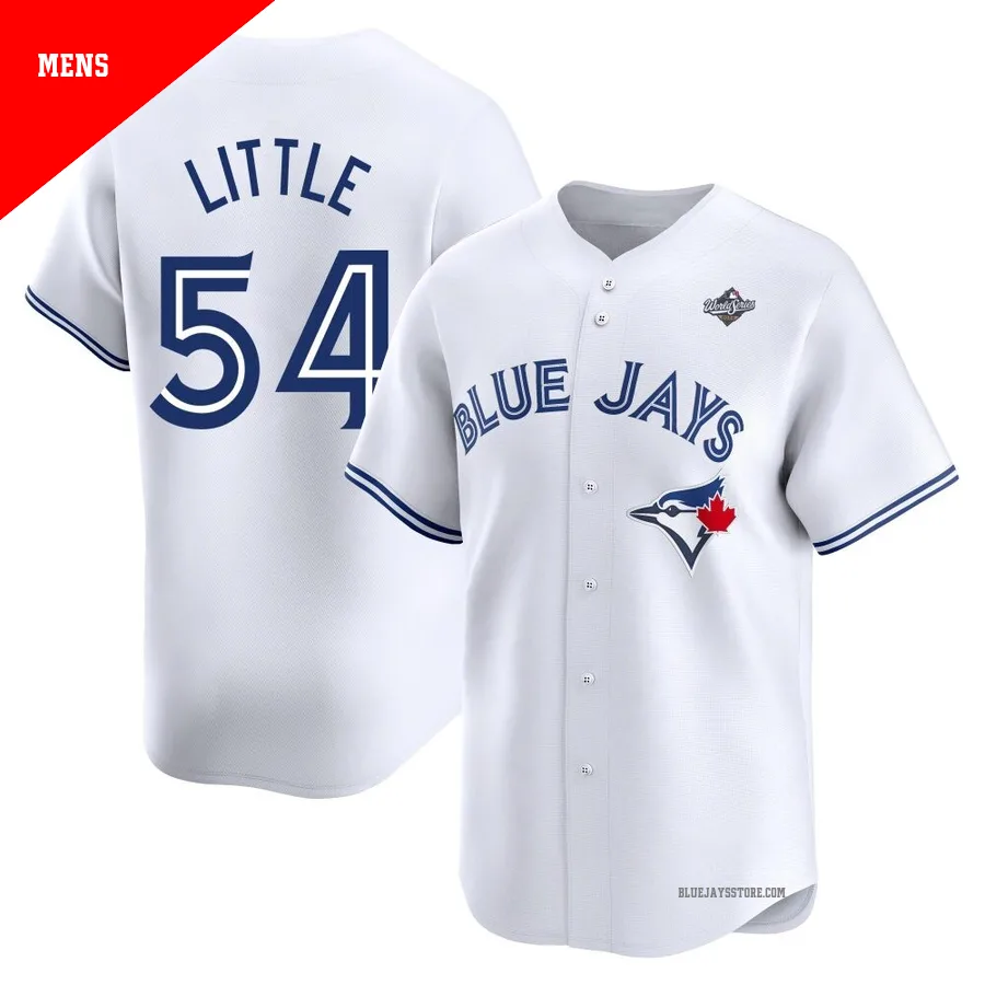 Men's Toronto Blue Jays Brendon Little ＃54 White Limited Home 2025 World Series Jersey
