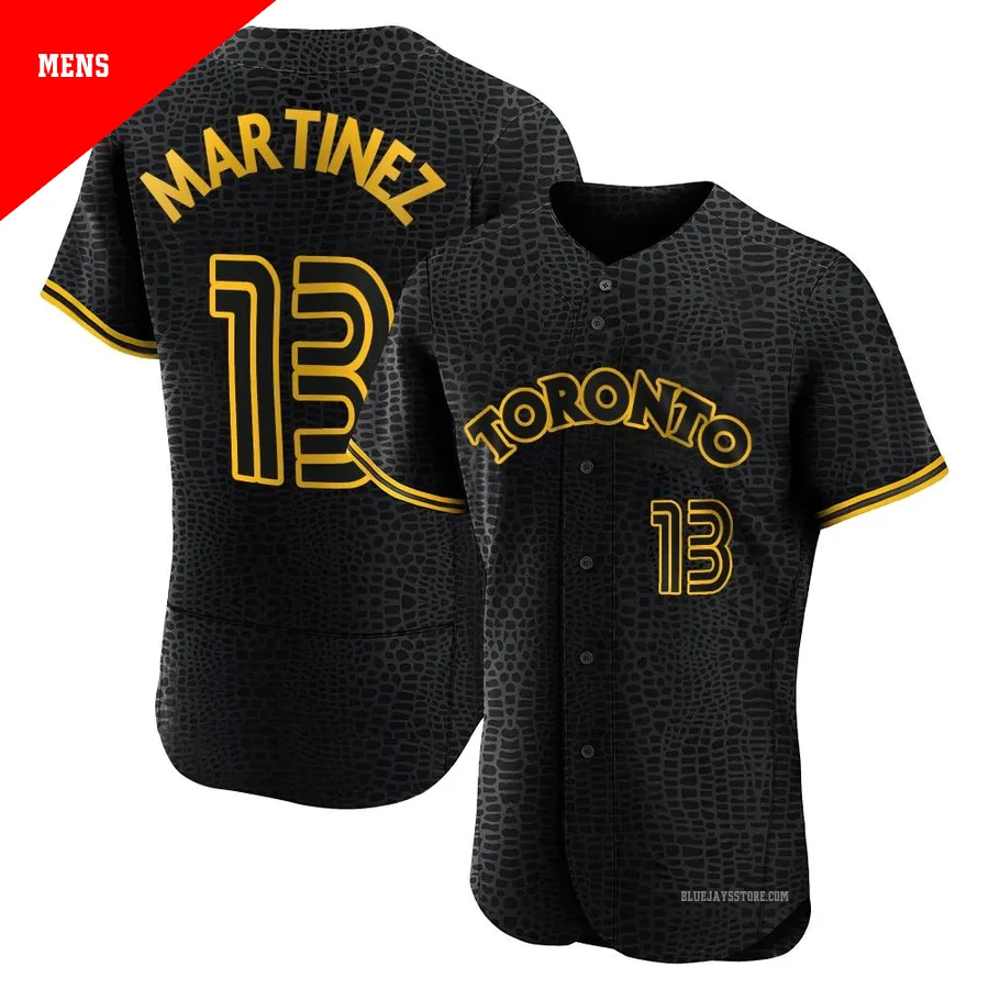 Men's Toronto Blue Jays Buck Martinez ＃13 Black Authentic Snake Skin City Jersey