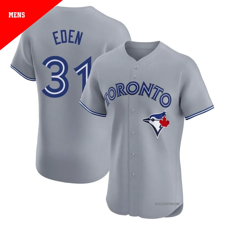 Men's Toronto Blue Jays Cam Eden ＃31 Gray Elite Road Jersey