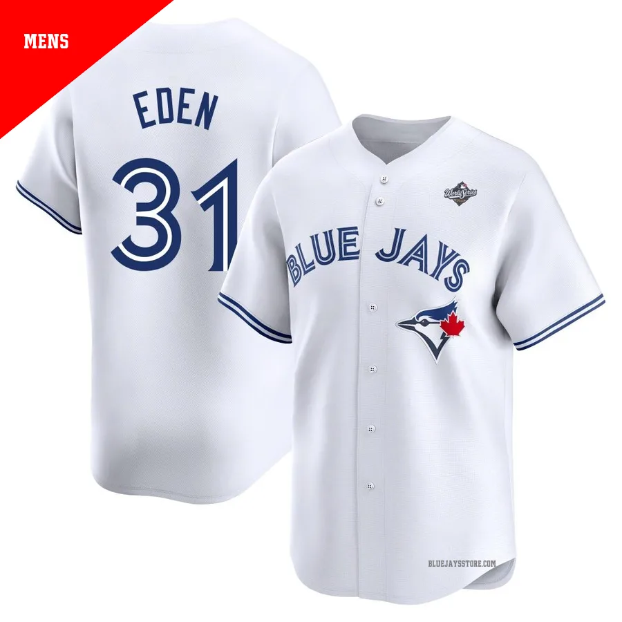 Men's Toronto Blue Jays Cam Eden ＃31 White Limited Home 2025 World Series Jersey