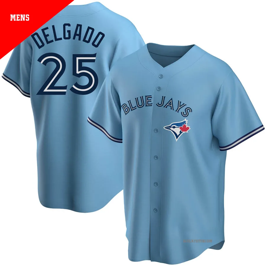 Men's Toronto Blue Jays Carlos Delgado ＃25 Blue Replica Powder Alternate Jersey