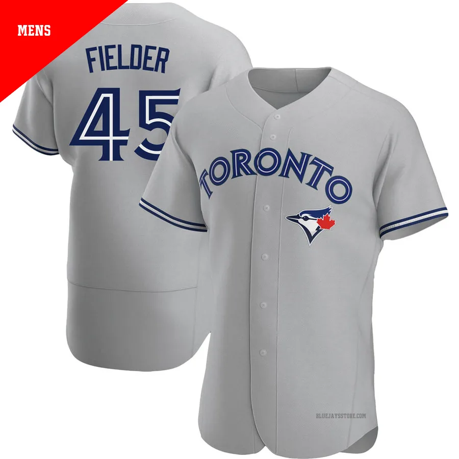 Men's Toronto Blue Jays Cecil Fielder ＃45 Gray Authentic Road Jersey