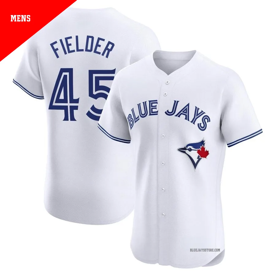 Men's Toronto Blue Jays Cecil Fielder ＃45 White Elite Home Jersey