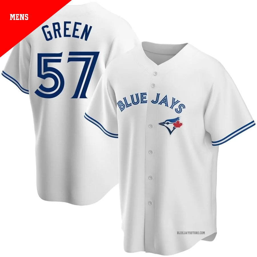 Men's Toronto Blue Jays Chad Green ＃57 White Replica Home Jersey