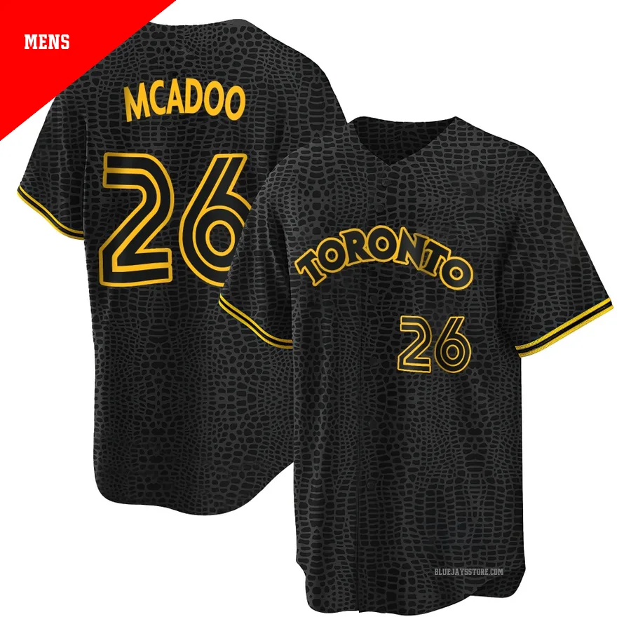 Men's Toronto Blue Jays Charles McAdoo ＃26 Black Replica Snake Skin City Jersey