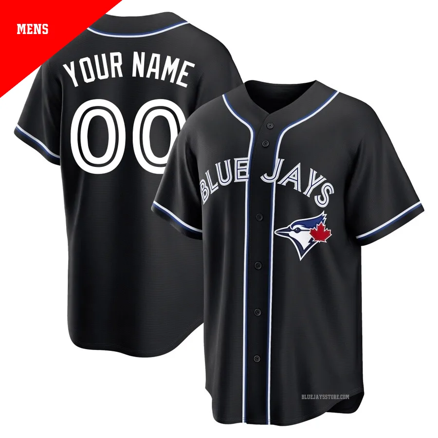 Men's Toronto Blue Jays Custom ＃00 Black Replica Fashion Out Jersey