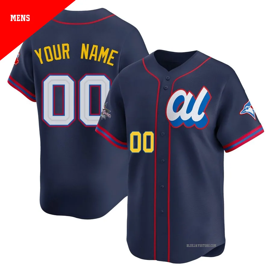 Men's Toronto Blue Jays Custom ＃00 Navy Limited American League 2025 All-Star Edition Jersey