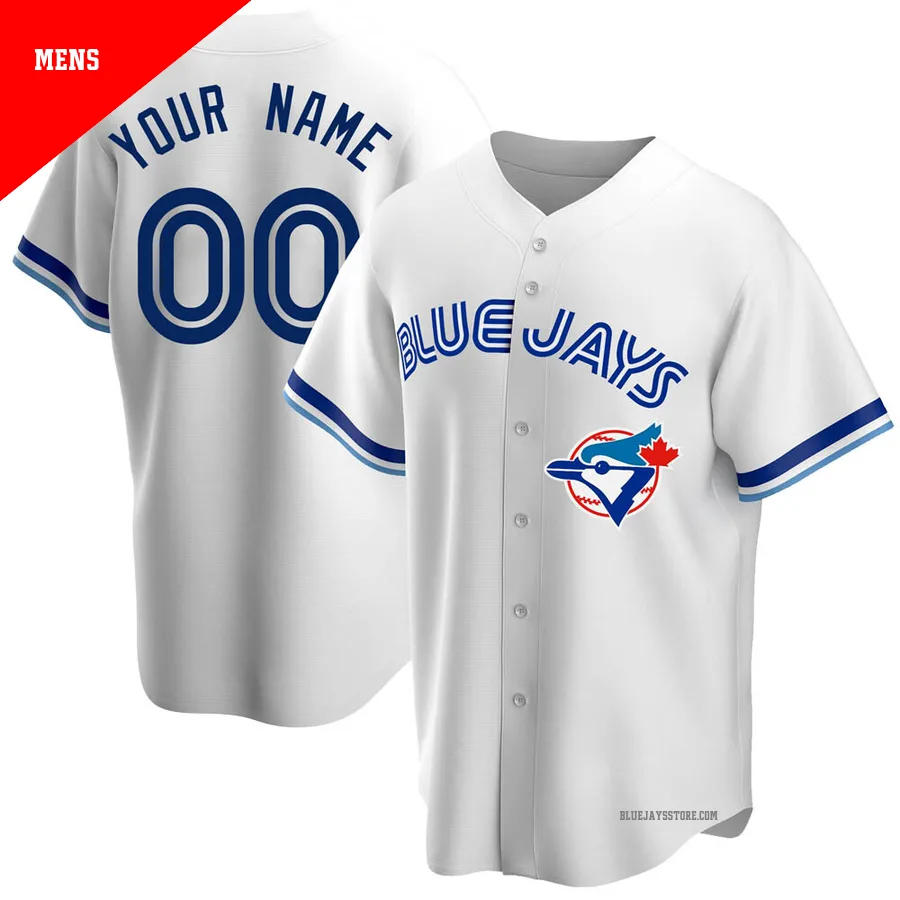 Men's Toronto Blue Jays Custom ＃00 White Replica Home Cooperstown Collection Jersey