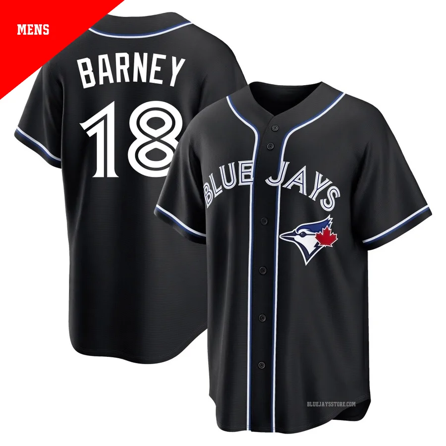 Men's Toronto Blue Jays Darwin Barney ＃18 Black Replica Fashion Out Jersey