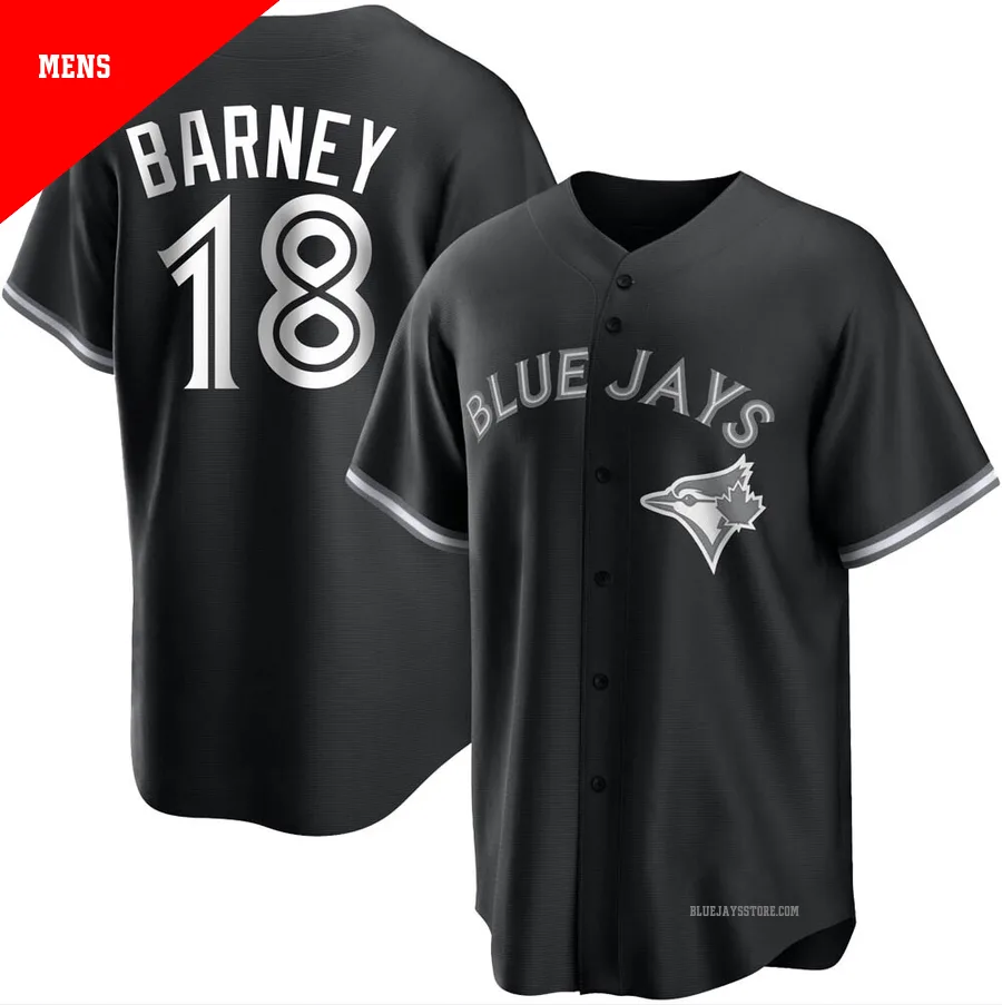 Men's Toronto Blue Jays Darwin Barney ＃18 Black/White Replica Jersey