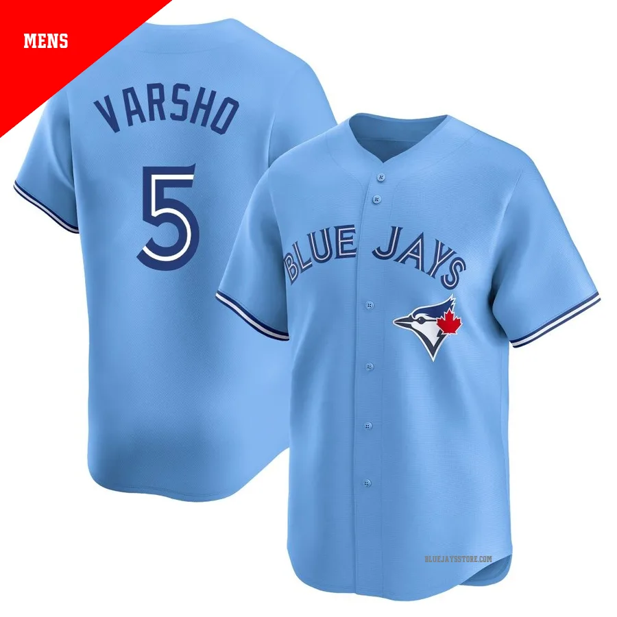 Men's Toronto Blue Jays Daulton Varsho ＃5 Blue Limited Powder Alternate Jersey