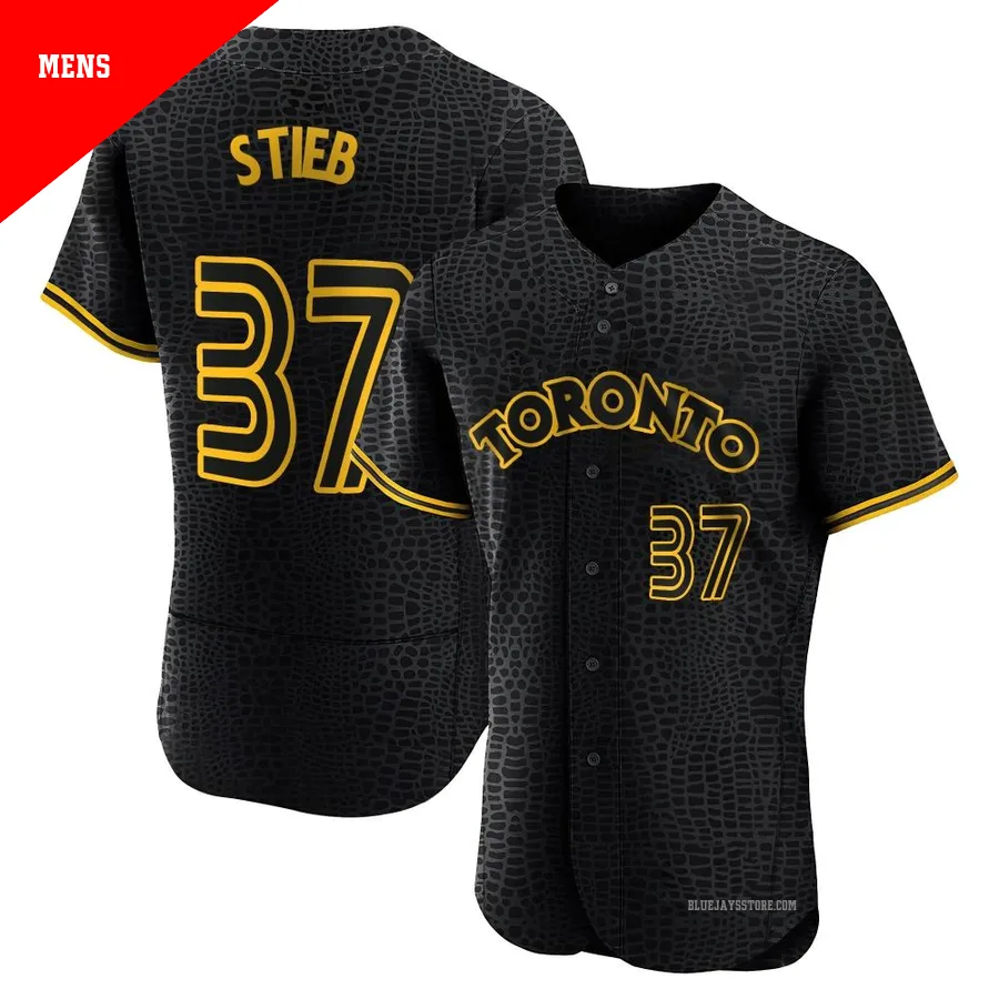 Men's Toronto Blue Jays Dave Stieb ＃37 Black Authentic Snake Skin City Jersey