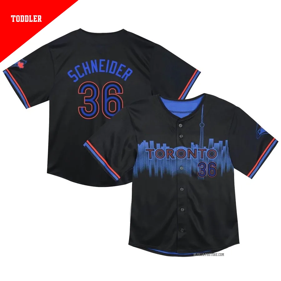 Men's Toronto Blue Jays Davis Schneider ＃36 Black Limited Toddler 2024 City Connect Jersey