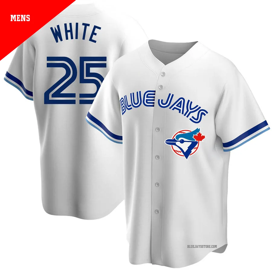 Men's Toronto Blue Jays Devon White ＃25 White Replica Home Cooperstown Collection Jersey
