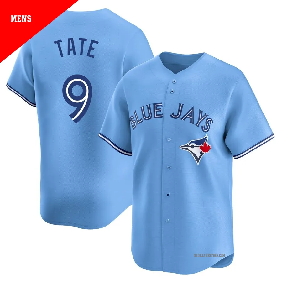 Men's Toronto Blue Jays Dillon Tate ＃9 Blue Limited Powder Alternate Jersey
