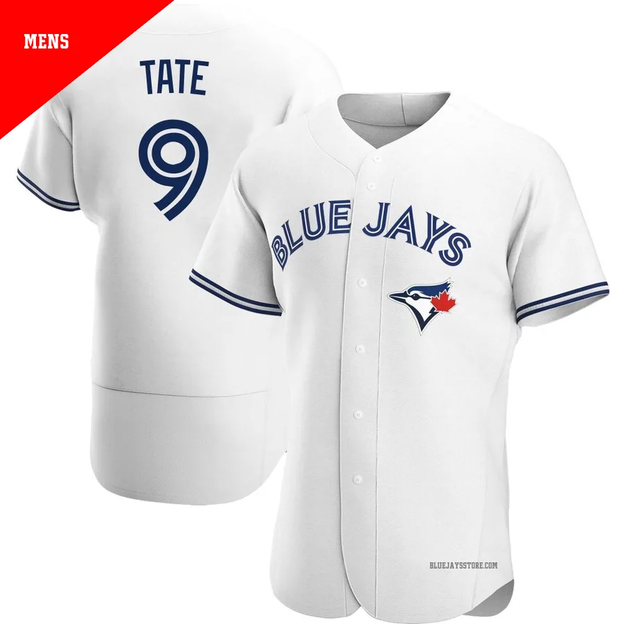 Men's Toronto Blue Jays Dillon Tate ＃9 White Authentic Home Jersey