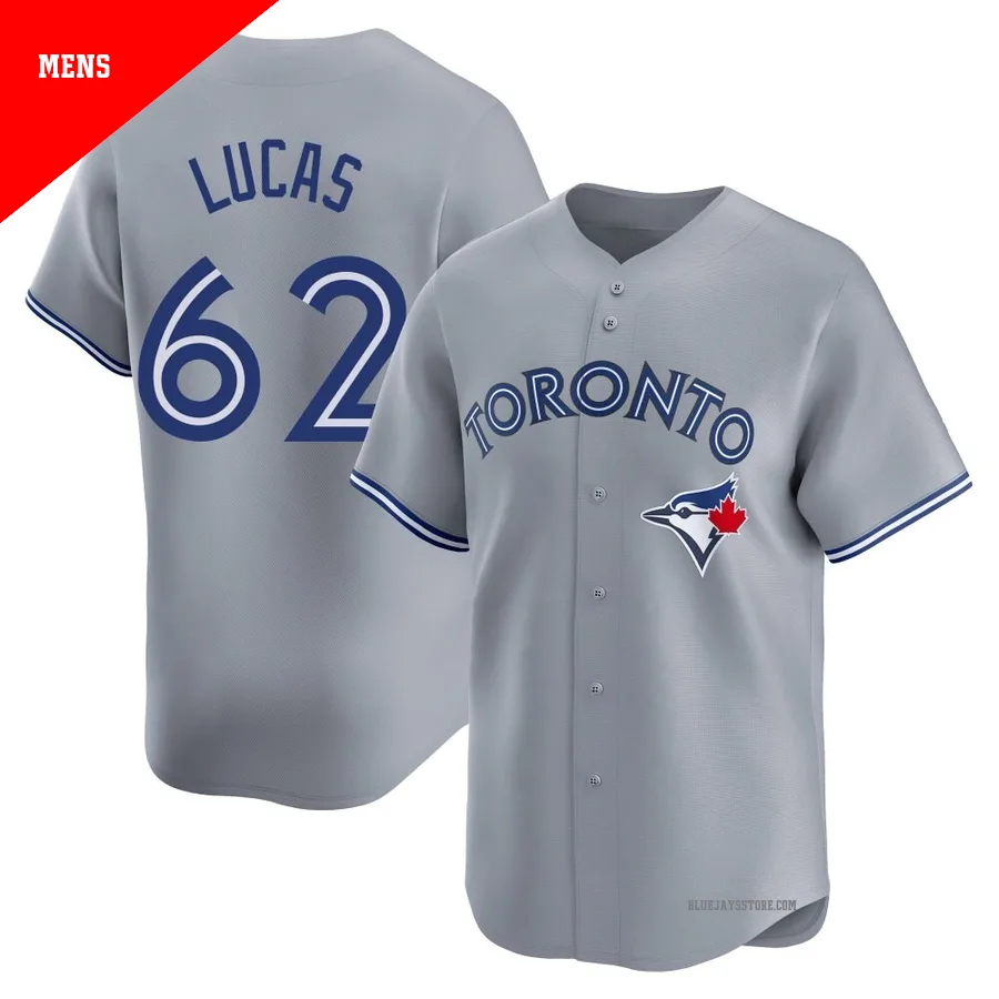 Men's Toronto Blue Jays Easton Lucas ＃62 Gray Limited Away Jersey