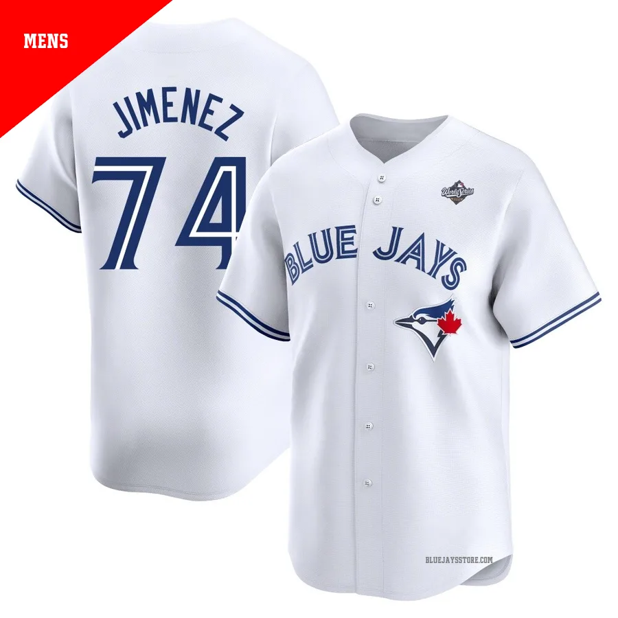 Men's Toronto Blue Jays Eloy Jimenez ＃74 White Limited Home 2025 World Series Jersey