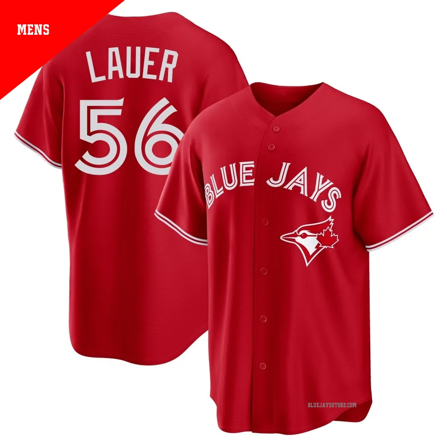 Men's Toronto Blue Jays Eric Lauer ＃56 Red Replica Canada Day Jersey