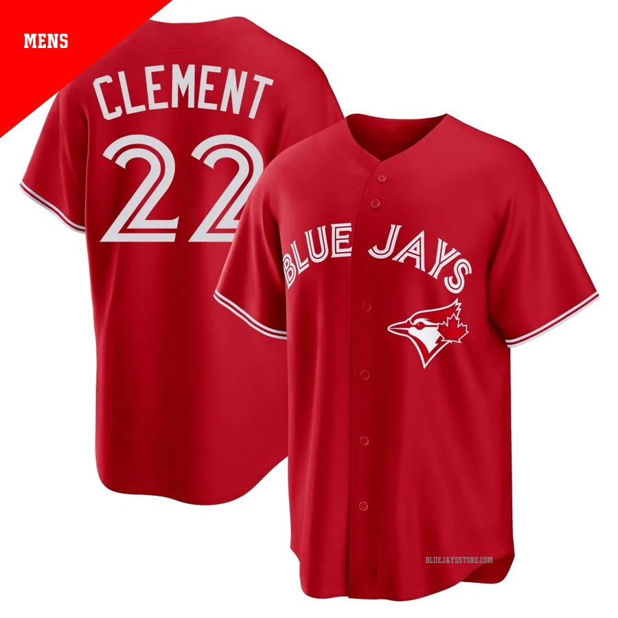 Men's Toronto Blue Jays Ernie Clement ＃22 Red Replica Canada Day Jersey