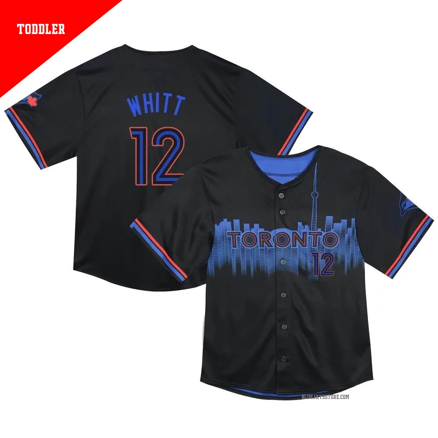 Men's Toronto Blue Jays Ernie Whitt ＃12 Black Limited Toddler 2024 City Connect Jersey