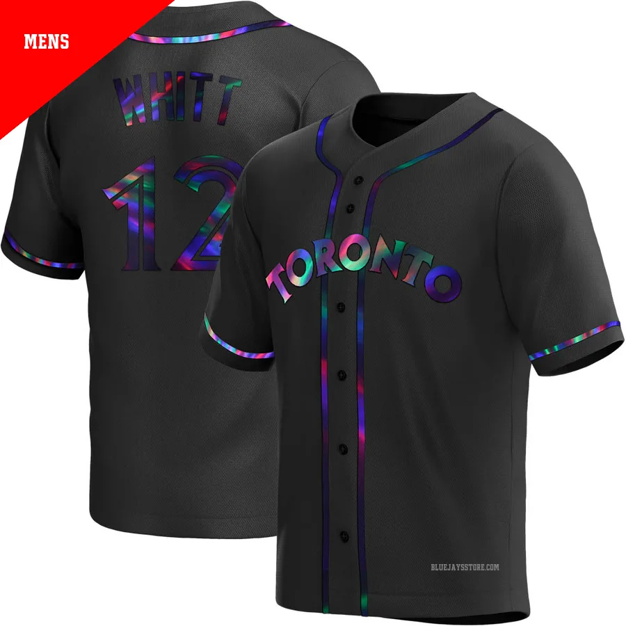 Men's Toronto Blue Jays Ernie Whitt ＃12 Black Replica Holographic Alternate Jersey