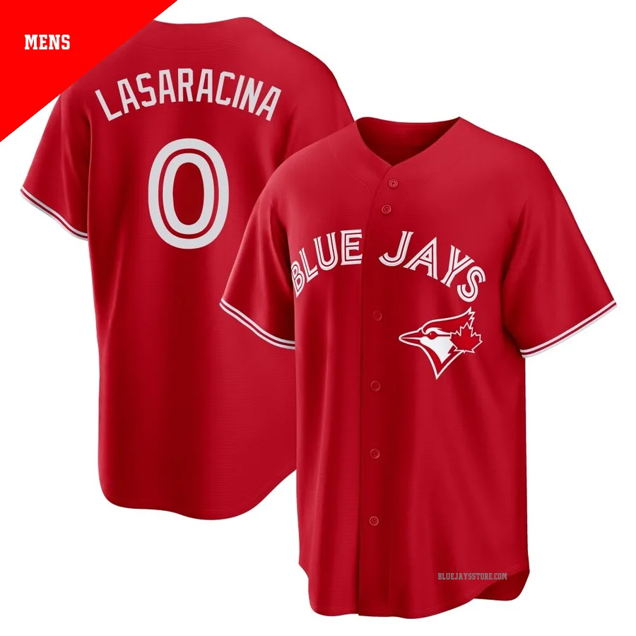 Men's Toronto Blue Jays Giaconino Lasaracina ＃0 Red Replica Canada Day Jersey