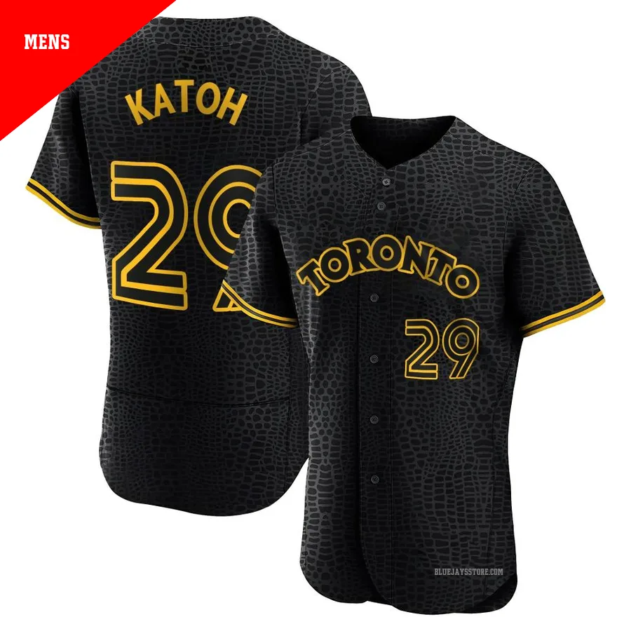 Men's Toronto Blue Jays Gosuke Katoh ＃29 Black Authentic Snake Skin City Jersey