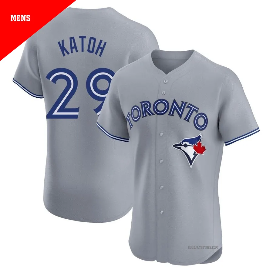 Men's Toronto Blue Jays Gosuke Katoh ＃29 Gray Elite Road Jersey