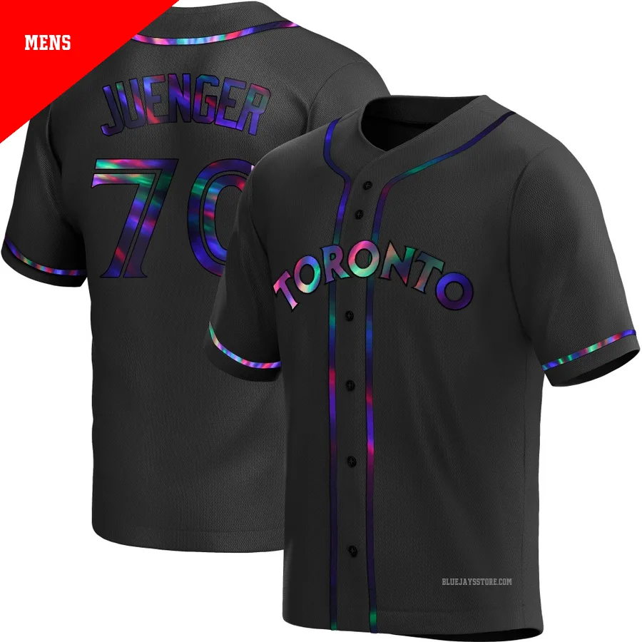Men's Toronto Blue Jays Hayden Juenger ＃70 Black Replica Holographic Alternate Jersey