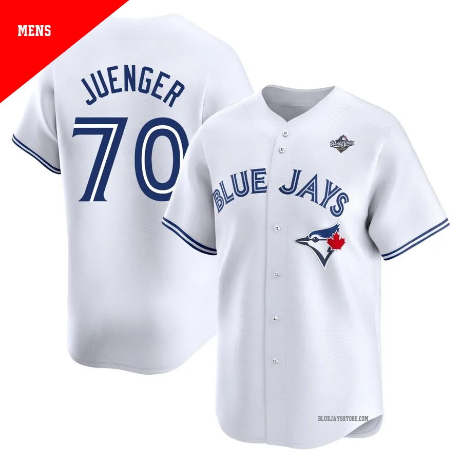 Men's Toronto Blue Jays Hayden Juenger ＃70 White Limited Home 2025 World Series Jersey
