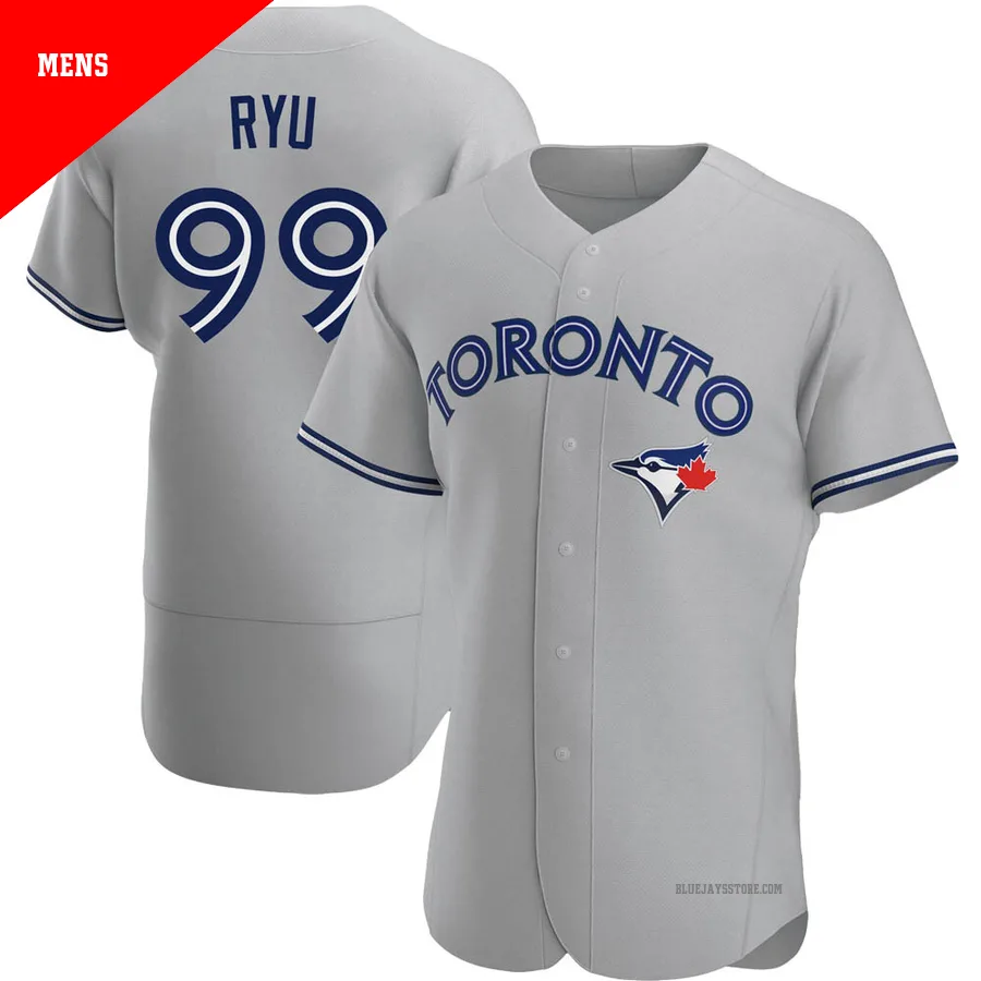 Men's Toronto Blue Jays Hyun Jin Ryu ＃99 Gray Authentic Road Jersey