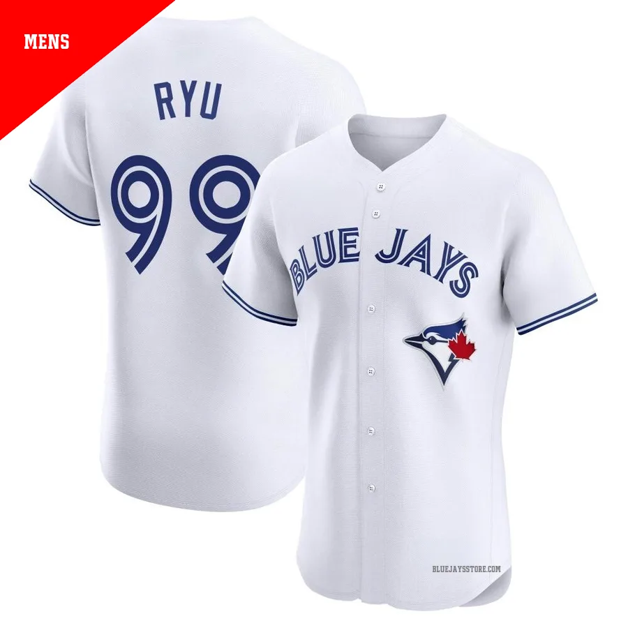 Men's Toronto Blue Jays Hyun Jin Ryu ＃99 White Elite Home Jersey