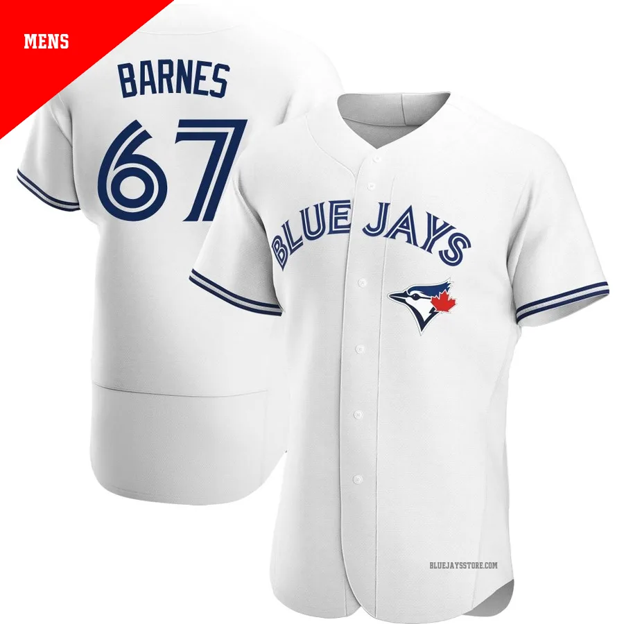 Men's Toronto Blue Jays Jacob Barnes ＃67 White Authentic Home Jersey