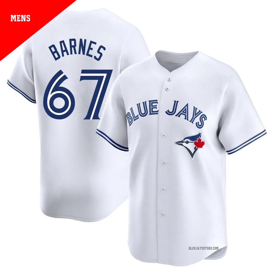 Men's Toronto Blue Jays Jacob Barnes ＃67 White Limited Home Jersey