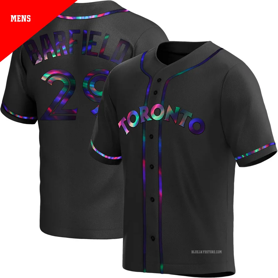 Men's Toronto Blue Jays Jesse Barfield ＃29 Black Replica Holographic Alternate Jersey