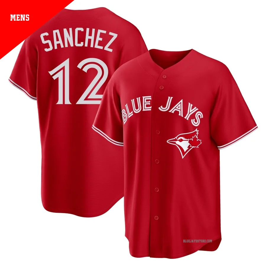 Men's Toronto Blue Jays Jesus Sanchez ＃12 Red Replica Canada Day Jersey