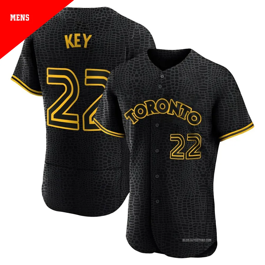 Men's Toronto Blue Jays Jimmy Key ＃22 Black Authentic Snake Skin City Jersey