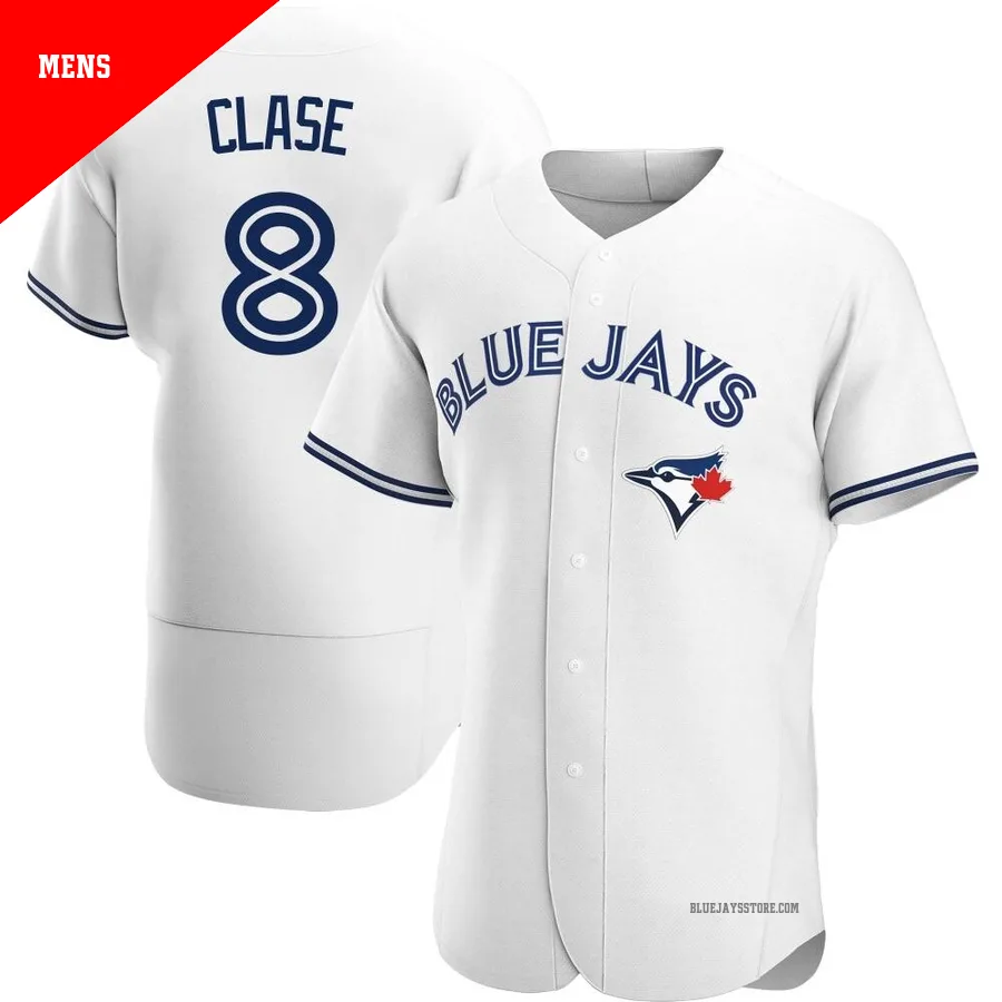 Men's Toronto Blue Jays Jonatan Clase ＃8 White Authentic Home Jersey